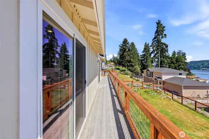Expansive upper floor balcony with access from the Primary, bonus room and guest bedroom! Expansive upper floor balcony with access from the Primary, bonus room and guest bedroom!