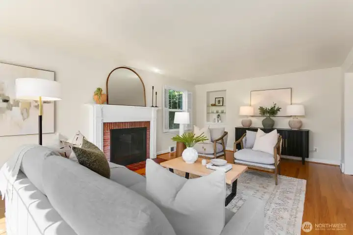 One of the two gas fireplaces pictured here - perfect for the colder days.