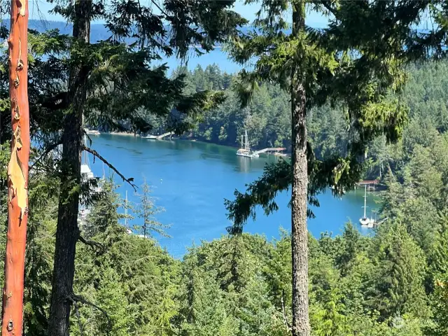 Views of Pleasant Harbor Marina below. The state boat launch is less than 1/8 mile from property.