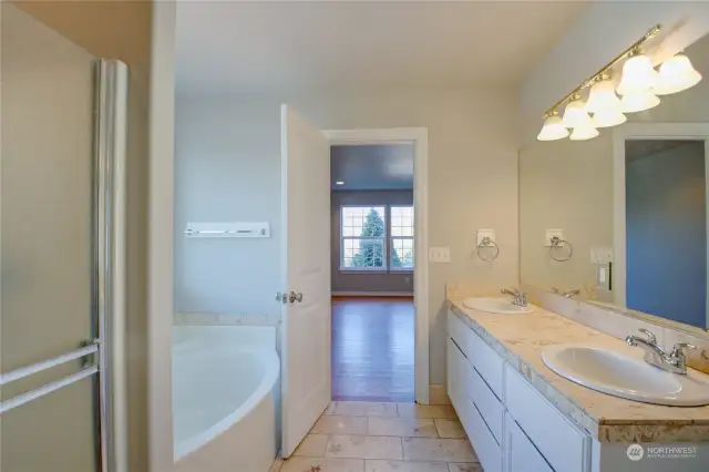 Primary Bathroom with seperate shower & tub.