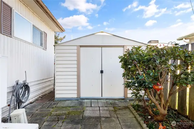 Garden shed is always a must!!  Path to the left leads to the fenced yard/ garden area