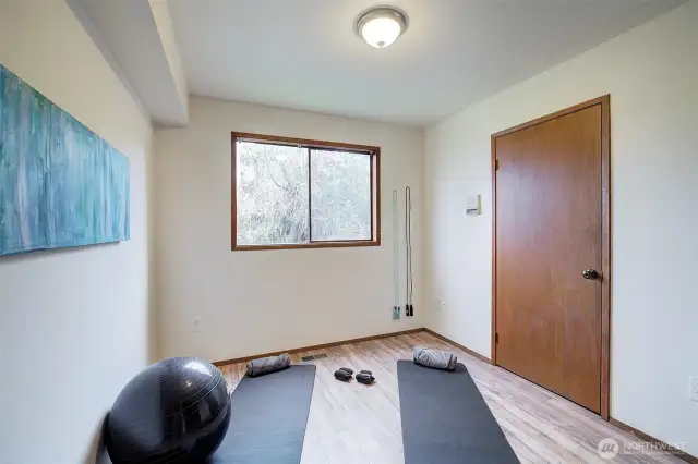 Spacious utility room suitable for workout, crafts, home office. Huge storage area off the utility room