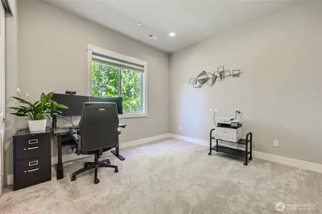 Hidden main floor guest suite or office with en suite full bath and closet. Perfect for guests or those who can't do stairs.