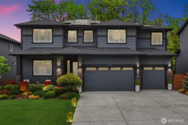 Gorgeous, modern lighting in the front and back of the house.