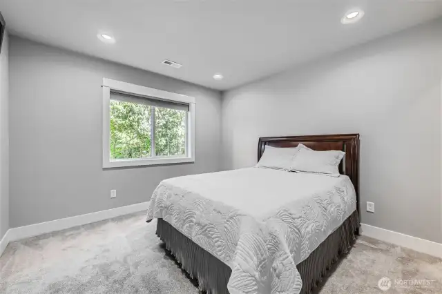 Lower level 10x10 bedroom with walk-in closet.