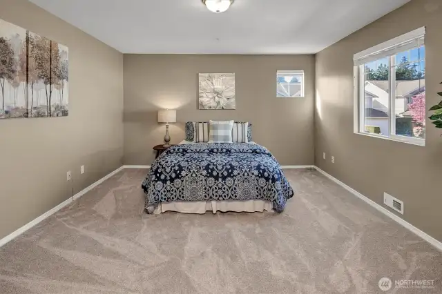 Large upper level second bedroom with walk in closet.