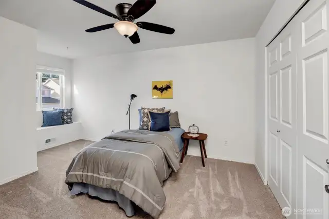 Third upstairs bedroom provides plenty of space for a flexible lifestyle such as a dedicated workspace.
