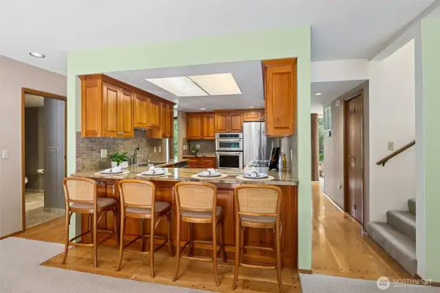 Counter seating in kitchen.