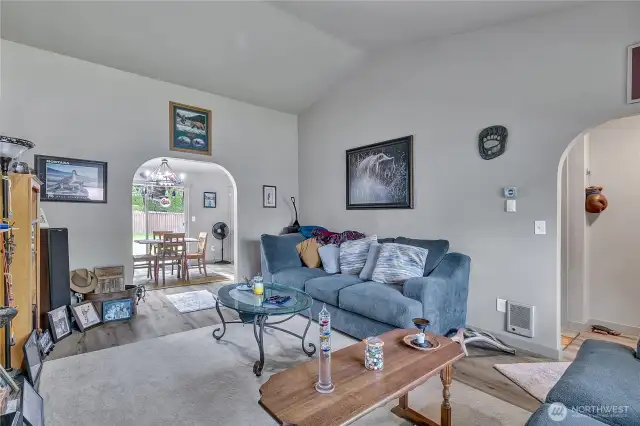 Easy flow with the living room open to the dining room.