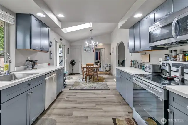 Stainless appliances add to the appeal of this kitchen.