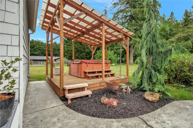 Elevated hot tub off playroom