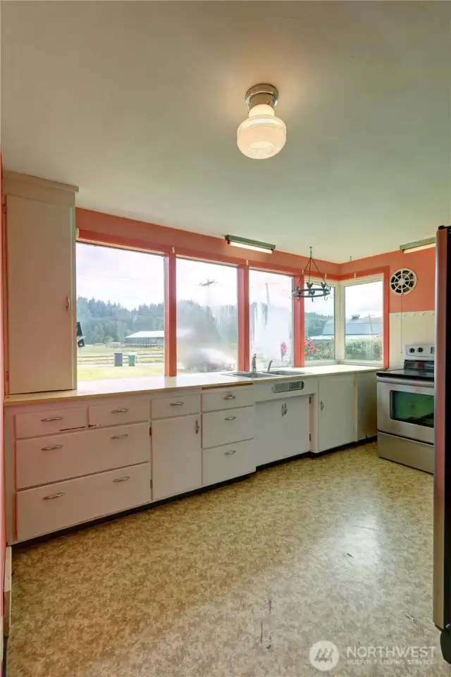 Kitchen with lots of natural lighting