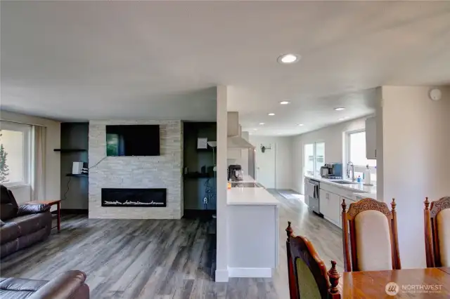 Living, dining, kitchen