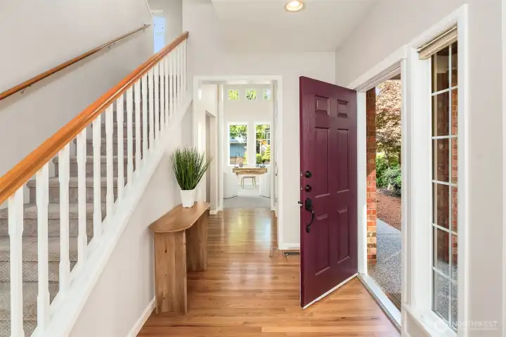 A classic foyer welcomes you with warmth and grace.