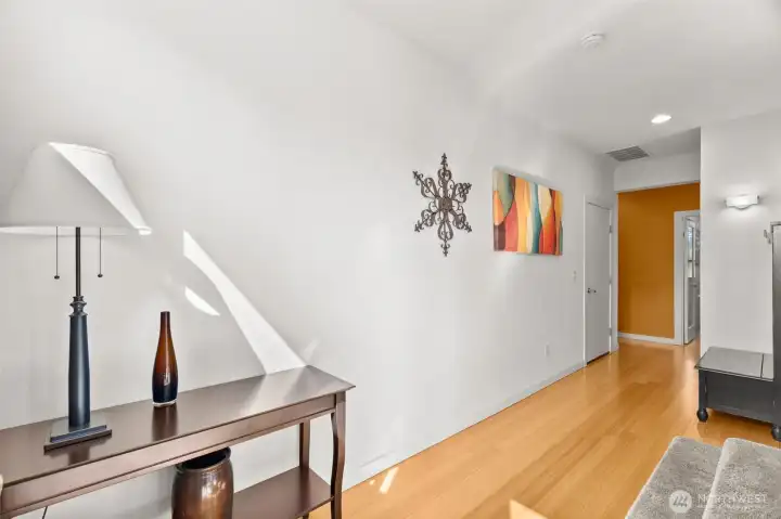 Sturdy and handsome bamboo flooring in the entry