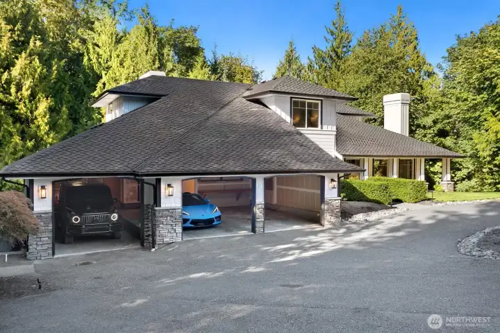 Large 3 bay attached garage