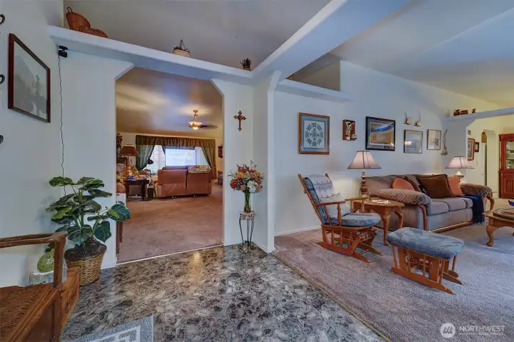 Front Entry, leading to two living rooms.