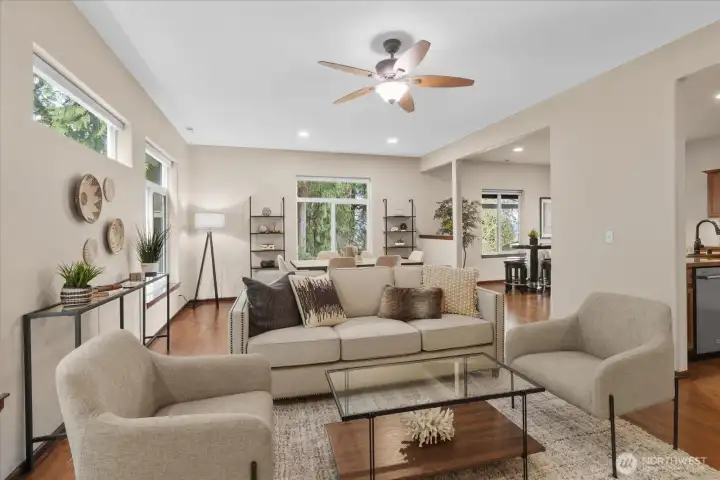 Ceiling fans thru-out home.
