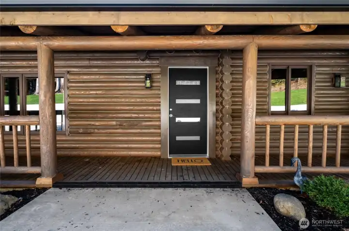 Covered porch and front entry.