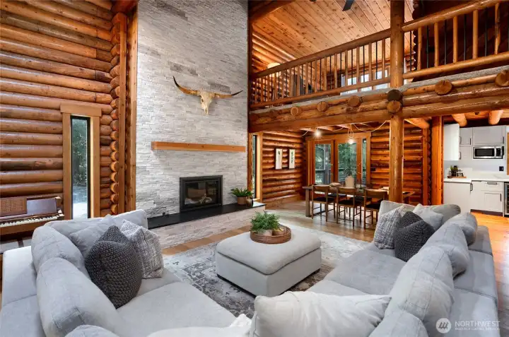 Floor to ceiling fireplace commands your attention!