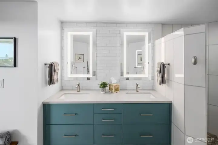 Updated bathroom with modern fixtures and contemporary finishes.