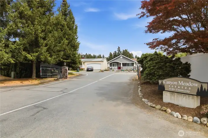 Gated entrance to Canyon Meadow Estates