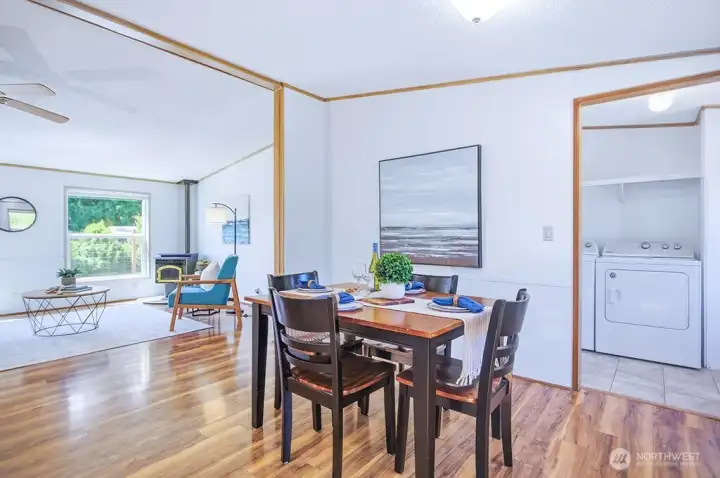 dining area adjacent to laundry room