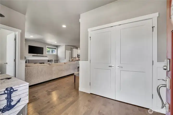 Entry into Great Room with closets