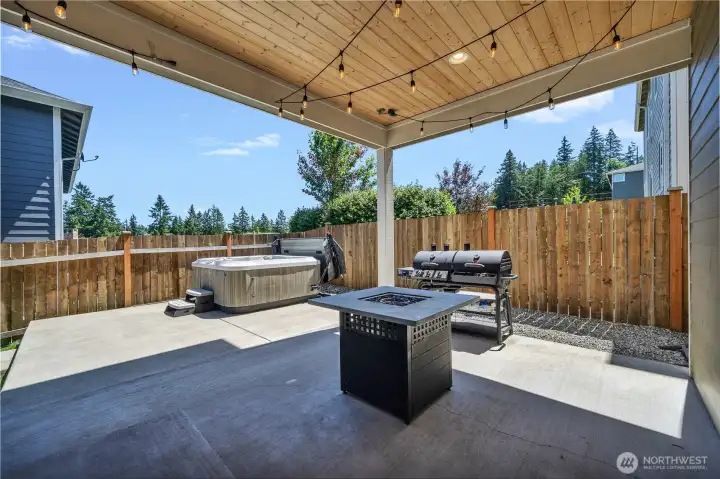 Backyard Covered Patio with included hottub