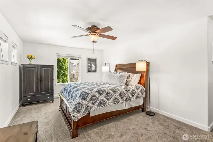 Upstairs primary suite. Upstairs primary suite.