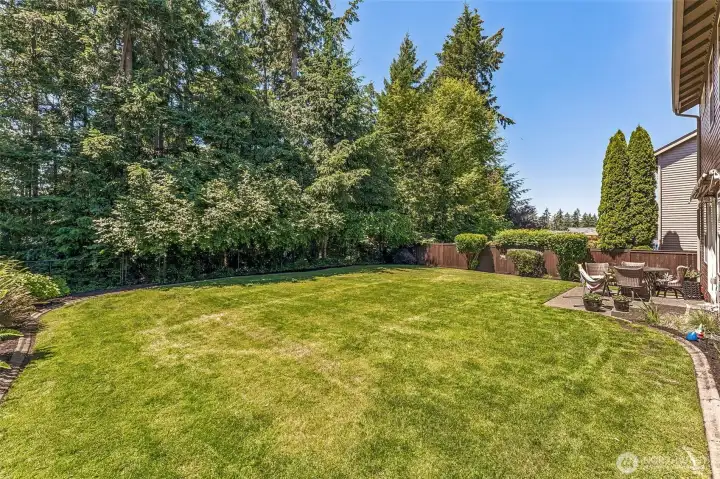 Fully fenced lot with greenspace views. Fully fenced lot with greenspace views.