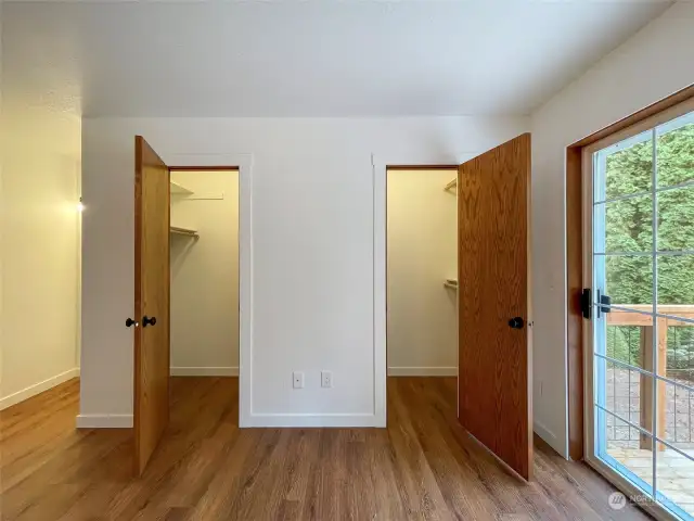 Looking into the double walk-in closets. 