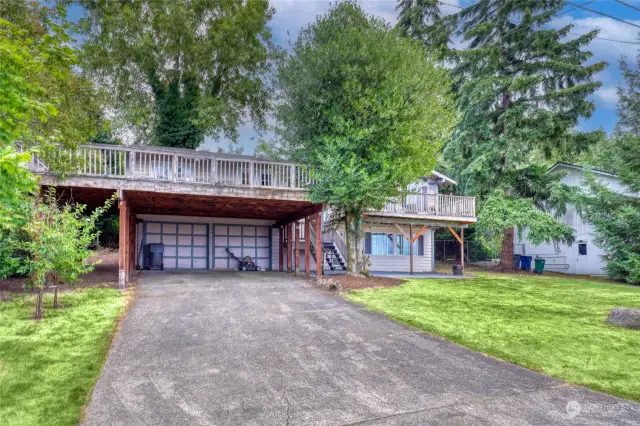 Two car garage plus two car carport