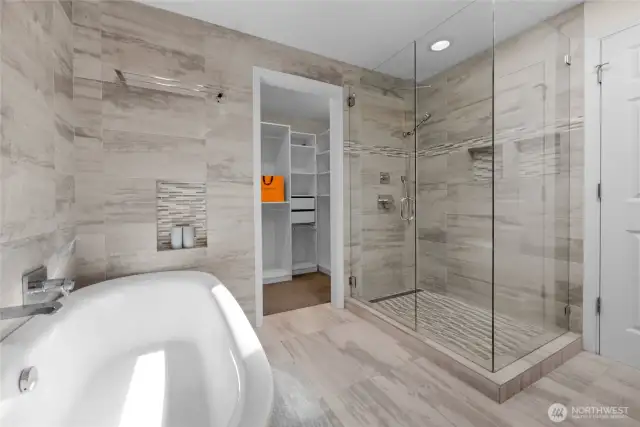 Separate glass framed shower