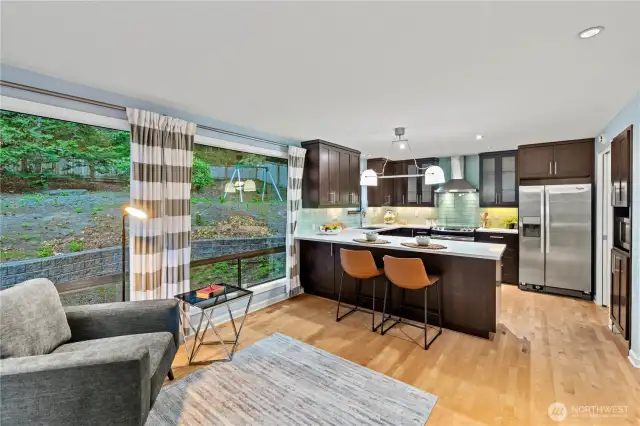 Family room open to the kitchen