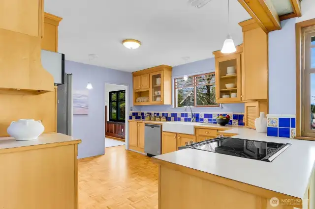Kitchen with Oak Parquet Flooring