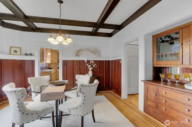 Dining Room with Stunning Wainscotting & Built In China Hutch