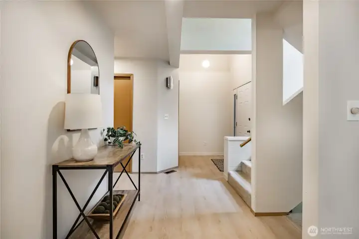 Entry with new floors and paint