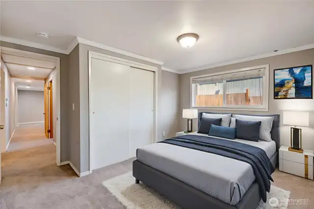 5th bedroom lower level with a closet (virtually staged)