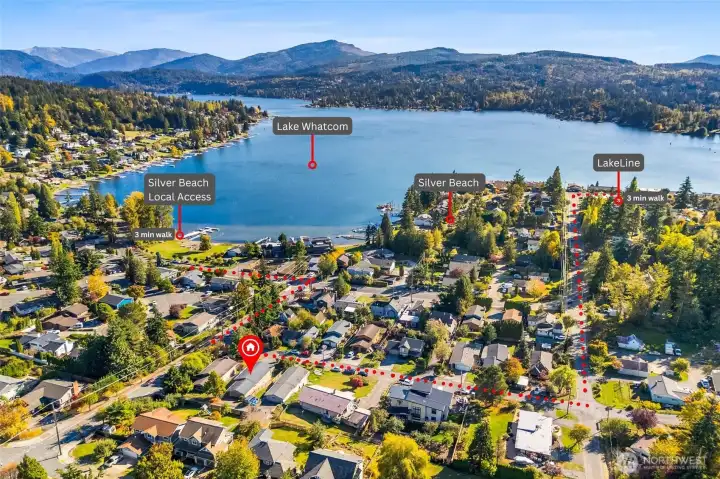 2 Blocks to local swimming beach, w/ trail entrance to Northridge park at the end of Alice St.
