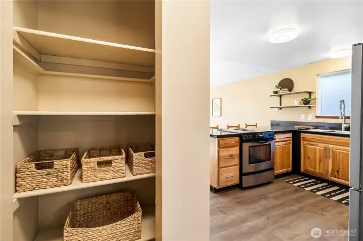 Storage closet next to bathroom.