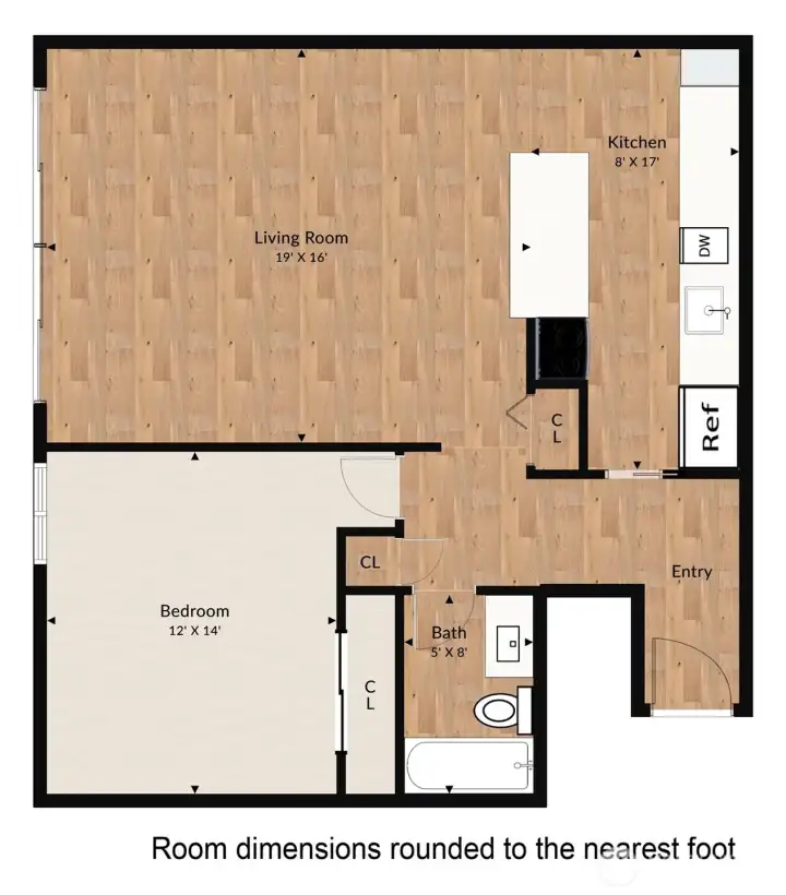 Largest 1 bedroom floor plan in the building. Great layout that maximizes space and views!