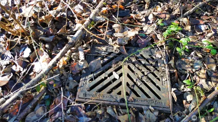 Drainage catch basin next to building pad.