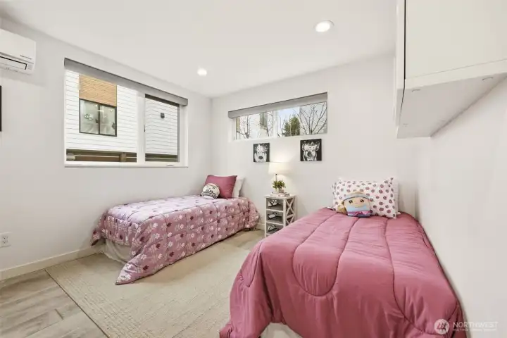 Air conditioned front bedroom on the first level.