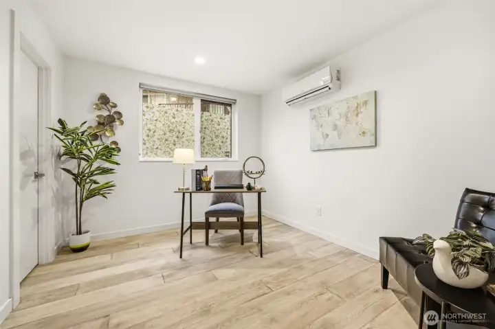 Air conditioned back bedroom (or office/den/bonus room) on the first level.