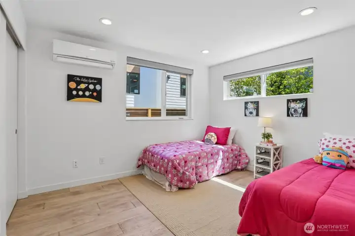 Air conditioned front bedroom on the first level.