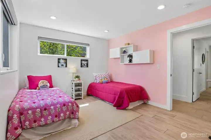 Air conditioned front bedroom on the first level.