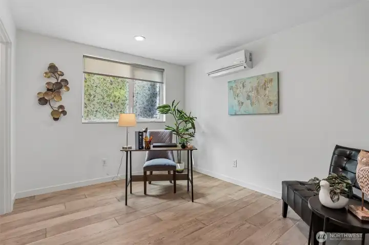 Air conditioned back bedroom (or office/den/bonus room) on the first level.