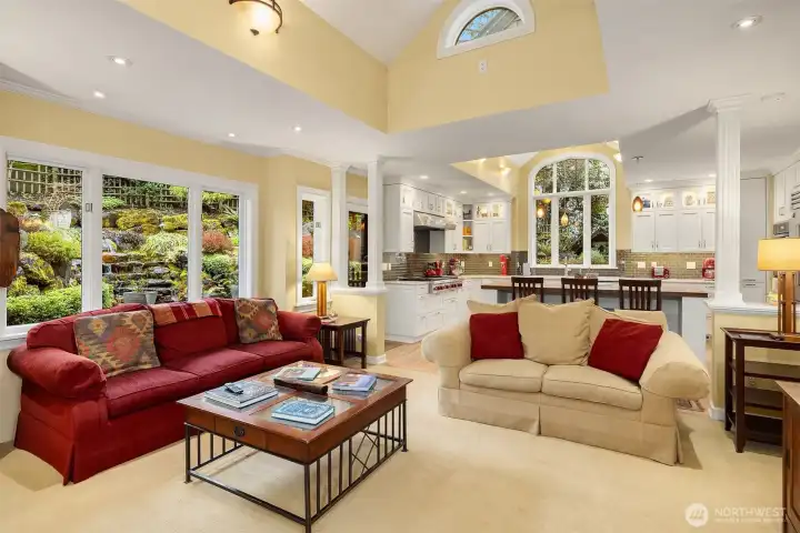 View from media room to kitchen