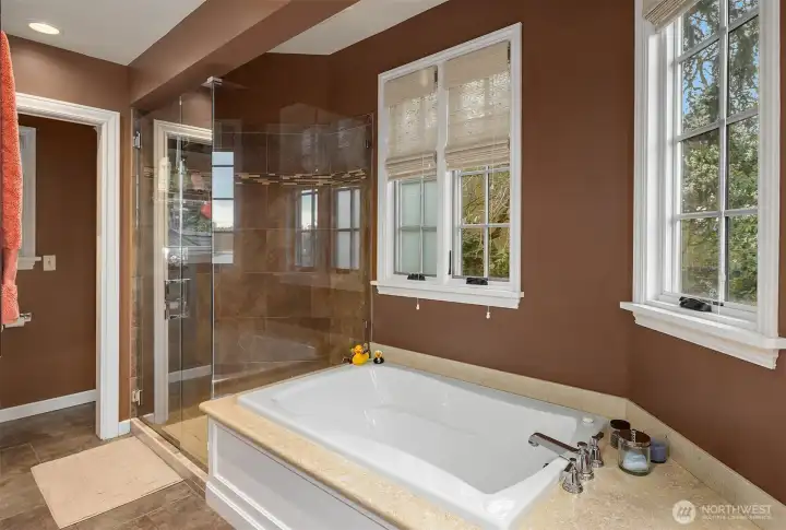 Primary ensuite with walk in closets